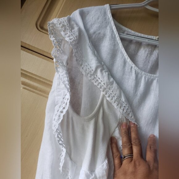 Linen White La e Trim Womens Top 3xl - Picture 9 of 10